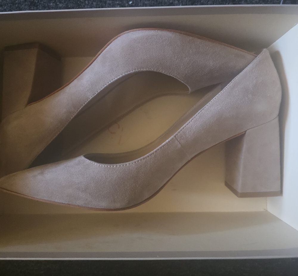 Marc Fisher Classic Taupe Suede Block Heel Pumps - Women